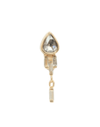 14K Bezel-Set Pear-Shaped Rosecut Grey Diamond Post Earring with Baguette Diamond Details - Peridot Fine Jewelry - Celine Daoust