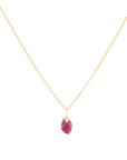 14K "Claw - Set" Upside - Down Teardrop Rose - Cut Ruby Necklace with Pave Diamond Details - Peridot Fine Jewelry - Celine Daoust