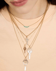 14K Curve X-Small Box Chain Necklace with 7 Graduated Emeralds - Peridot Fine Jewelry - Zoe Chicco
