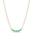 14K Curve X-Small Box Chain Necklace with 7 Graduated Emeralds - Peridot Fine Jewelry - Zoe Chicco