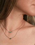 14K Curve X-Small Box Chain Necklace with 7 Graduated Emeralds - Peridot Fine Jewelry - Zoe Chicco