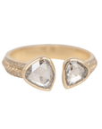 14K Double Bezel - Set Asymmetrical Grey Rose - Cut Diamond Ring on Open Band with Diamond Details - Peridot Fine Jewelry - Celine Daoust