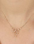 14K "Dream Maker" Trillion Diamond Necklace with Dangling Bar & Diamond Details - Peridot Fine Jewelry - Celine Daoust