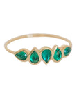14K & Five Bezel - Set Inverted Emerald Ring - Peridot Fine Jewelry - Celine Daoust