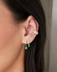 14K & Five Prong-Set Diamond Short Tennis Drop Post Earrings with Pear Shaped Emeralds - Peridot Fine Jewelry - Zoe Chicco
