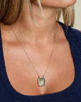 14K & Fluorite "Sun & Diamonds" Locket Necklace - Peridot Fine Jewelry - Celine Daoust
