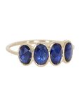 14K Four Bezel - Set Oval Blue Sapphire Ring - Peridot Fine Jewelry - Celine Daoust