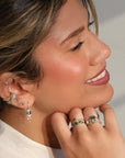 14K Four Bezel-Set Square Faceted Blue-Green Tourmaline Ring - Peridot Fine Jewelry - Celine Daoust