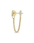 14K Front - to - Back Extra Small Box Chain Earring with Diamond Quad - Peridot Fine Jewelry - Zoe Chicco