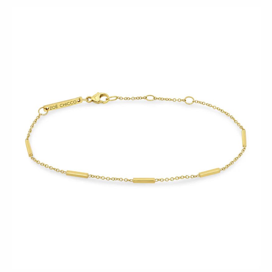 14K Gold Alternating Bar and Chain Bracelet - Peridot Fine Jewelry - Zoe Chicco