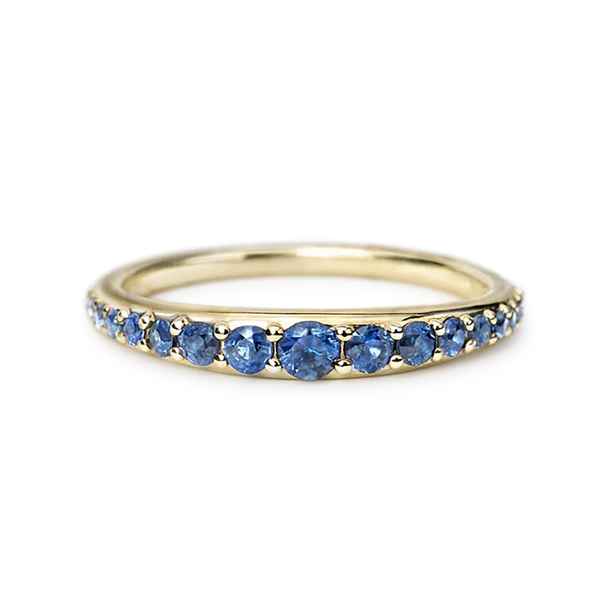 14K Gold &quot;Bali&quot; Graduated Blue Sapphire Ring - Peridot Fine Jewelry - ILA - jewelry and settings