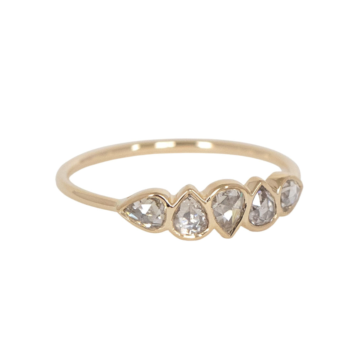 14K Gold Bezel - Set Multi Rosecut Grey Diamond Ring - Peridot Fine Jewelry - Celine Daoust
