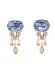 14K Gold Blue Sapphire "Jellyfish" Earrings with Diamond Dangles - Peridot Fine Jewelry - Celine Daoust
