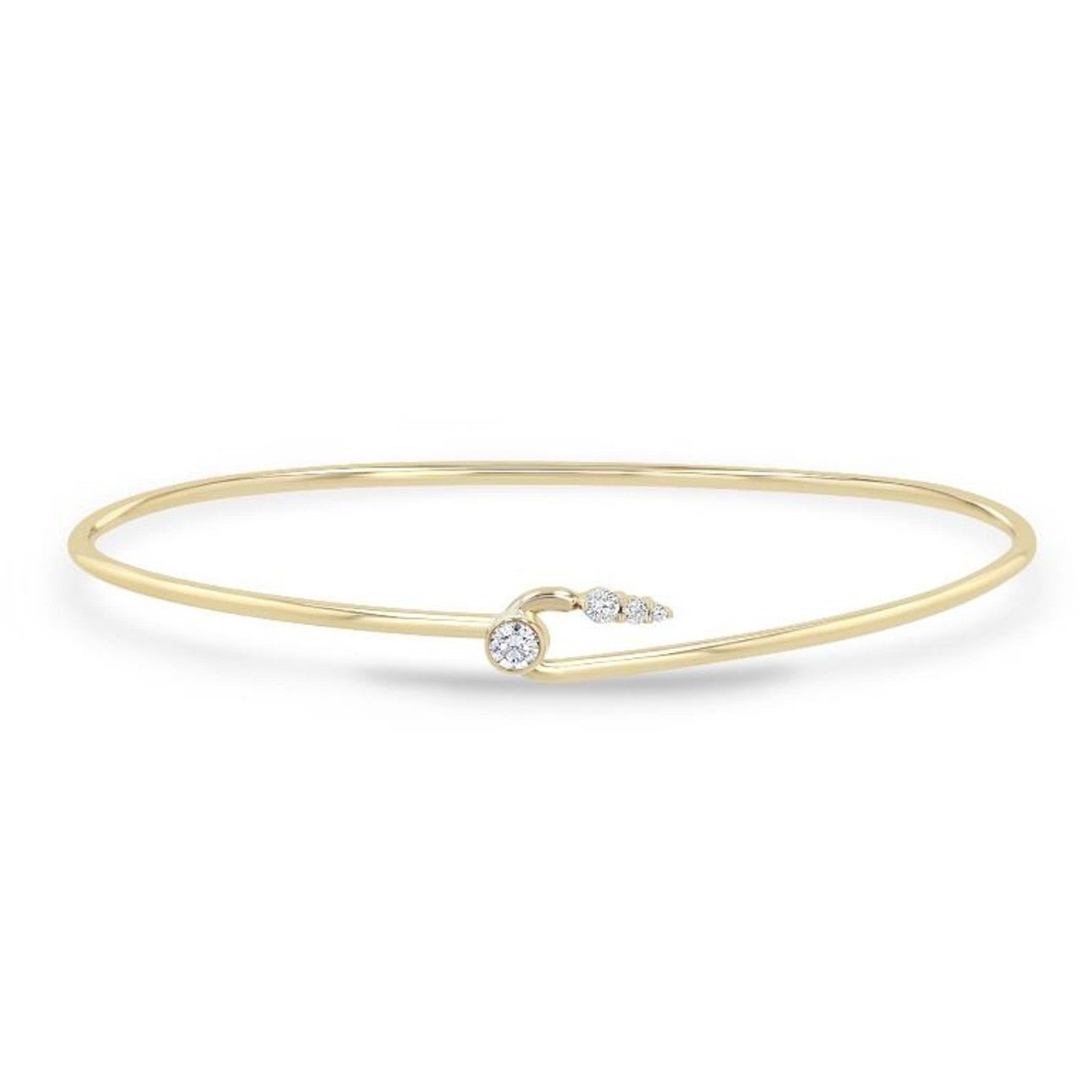 14K Gold &amp; Diamond &quot;Wire Cuff&quot; Hook Bangle Bracelet - Peridot Fine Jewelry - Zoe Chicco