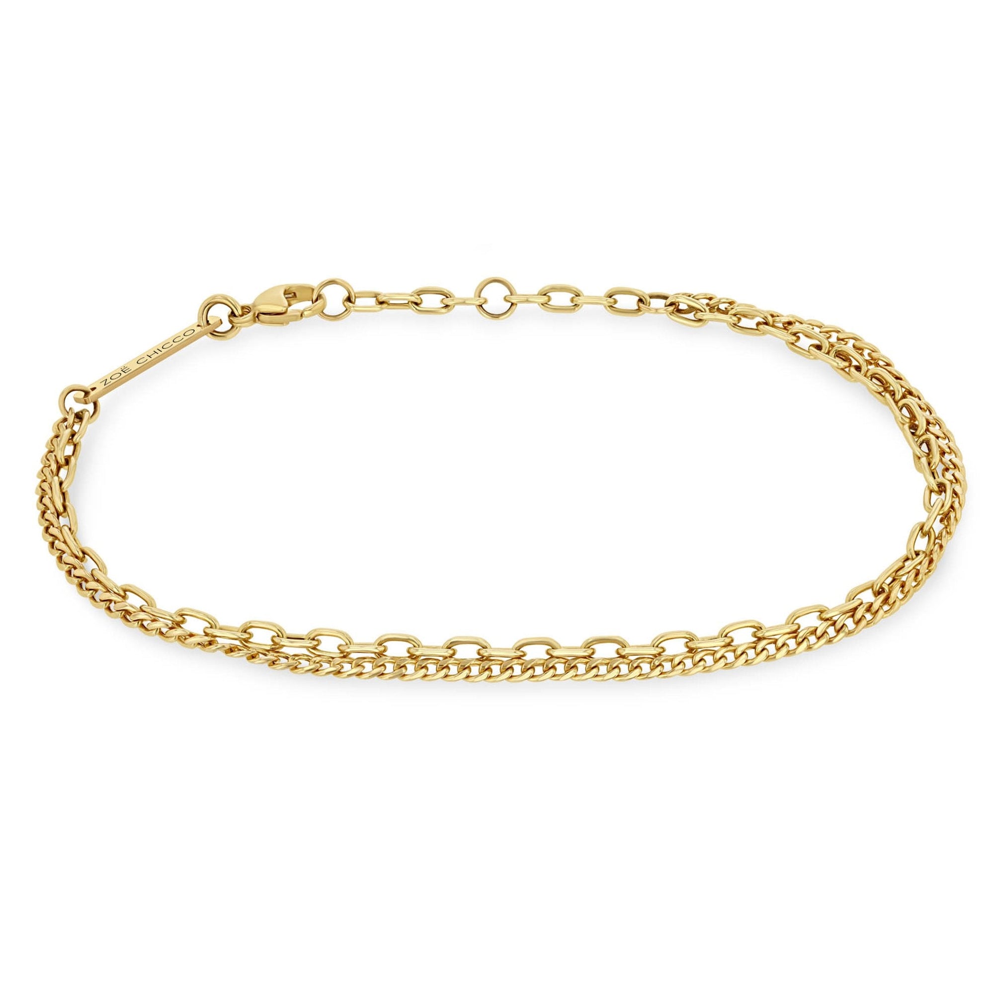 14K Gold Double Chain Bracelet - Peridot Fine Jewelry - Zoe Chicco