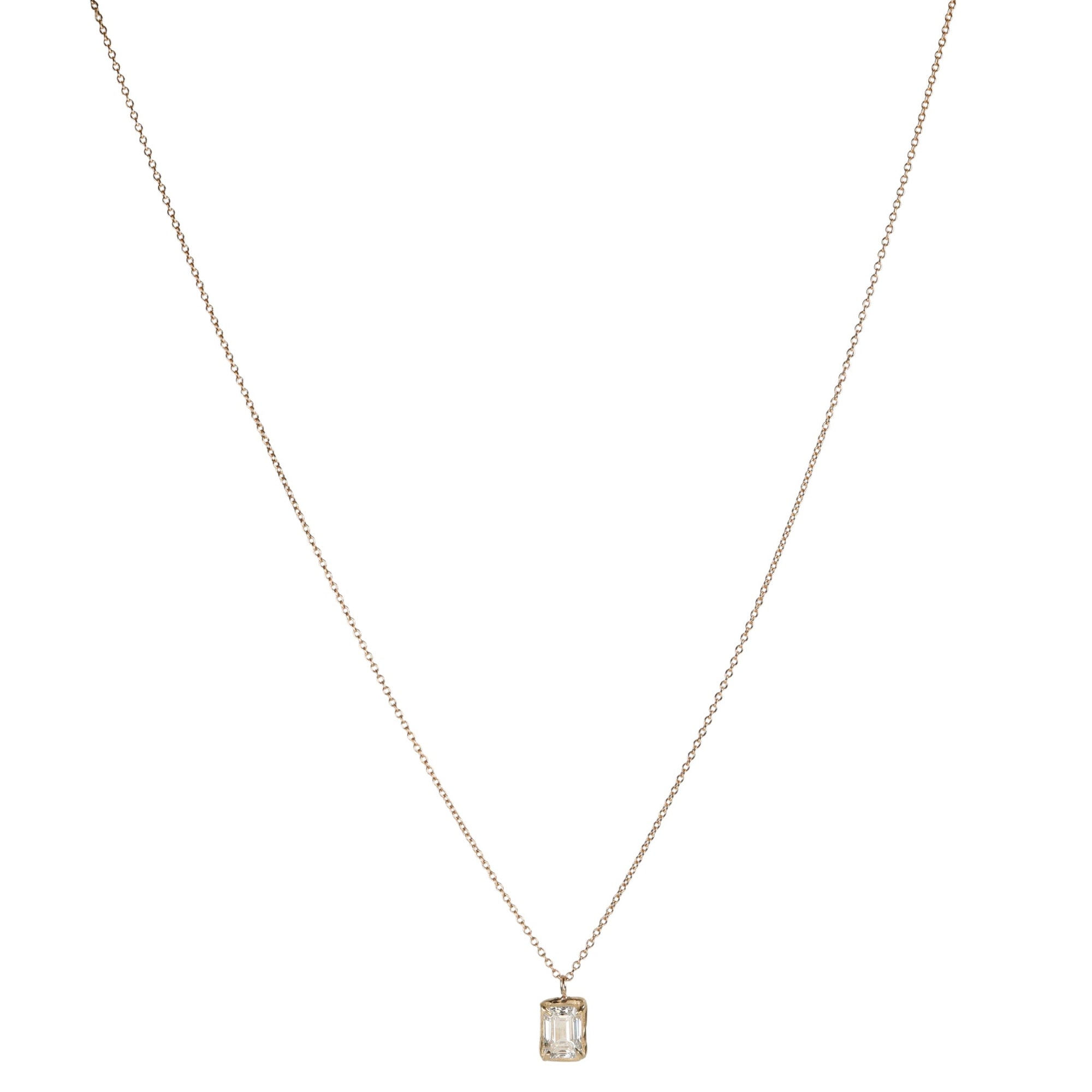 14K Gold &amp; Lab Grown Emerald Cut Diamond &quot;Branch&quot; Necklace - Peridot Fine Jewelry - Robin Haley