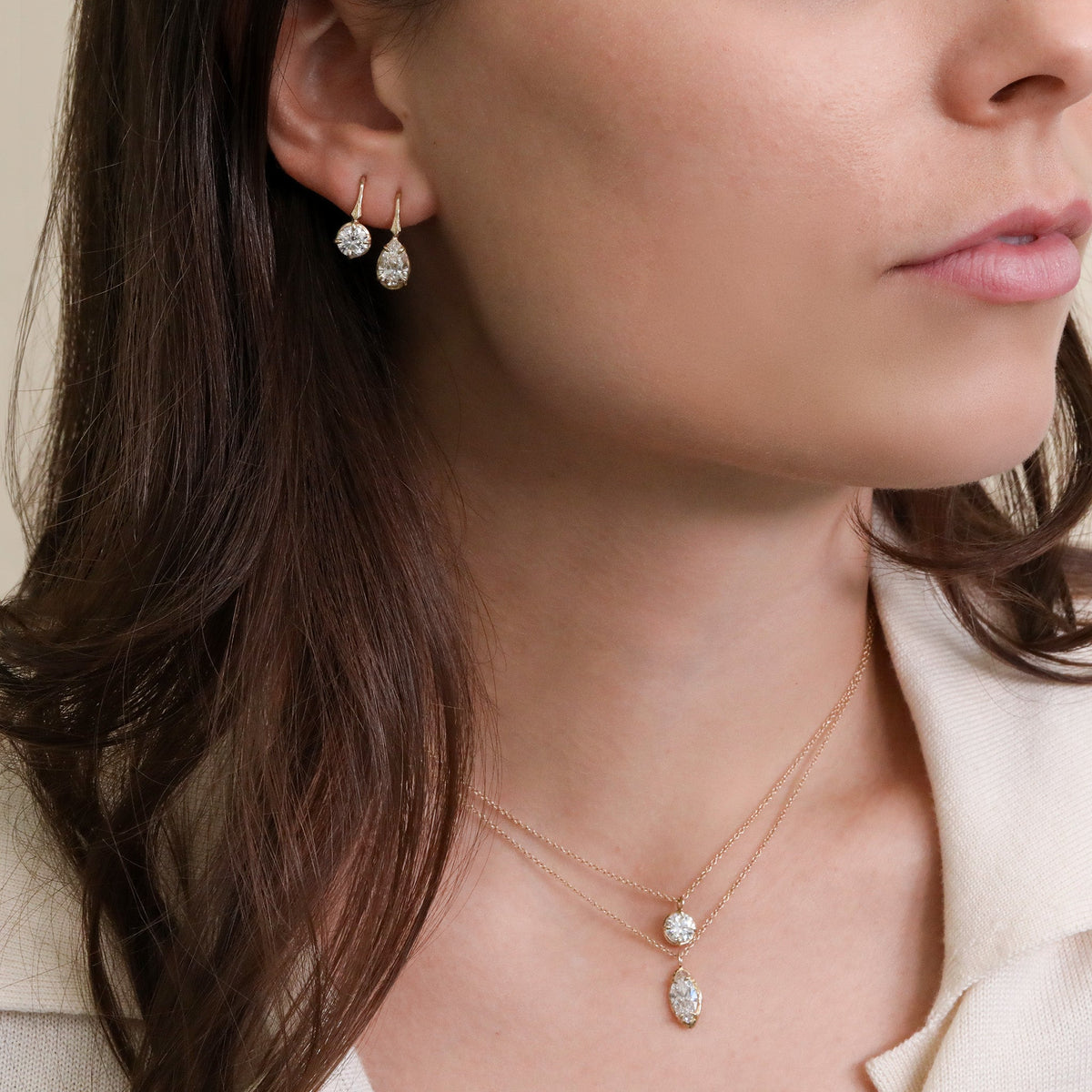 14K Gold &amp; Lab Grown Round Brilliant Cut Diamond "Branch" Earrings - Peridot Fine Jewelry - Robin Haley