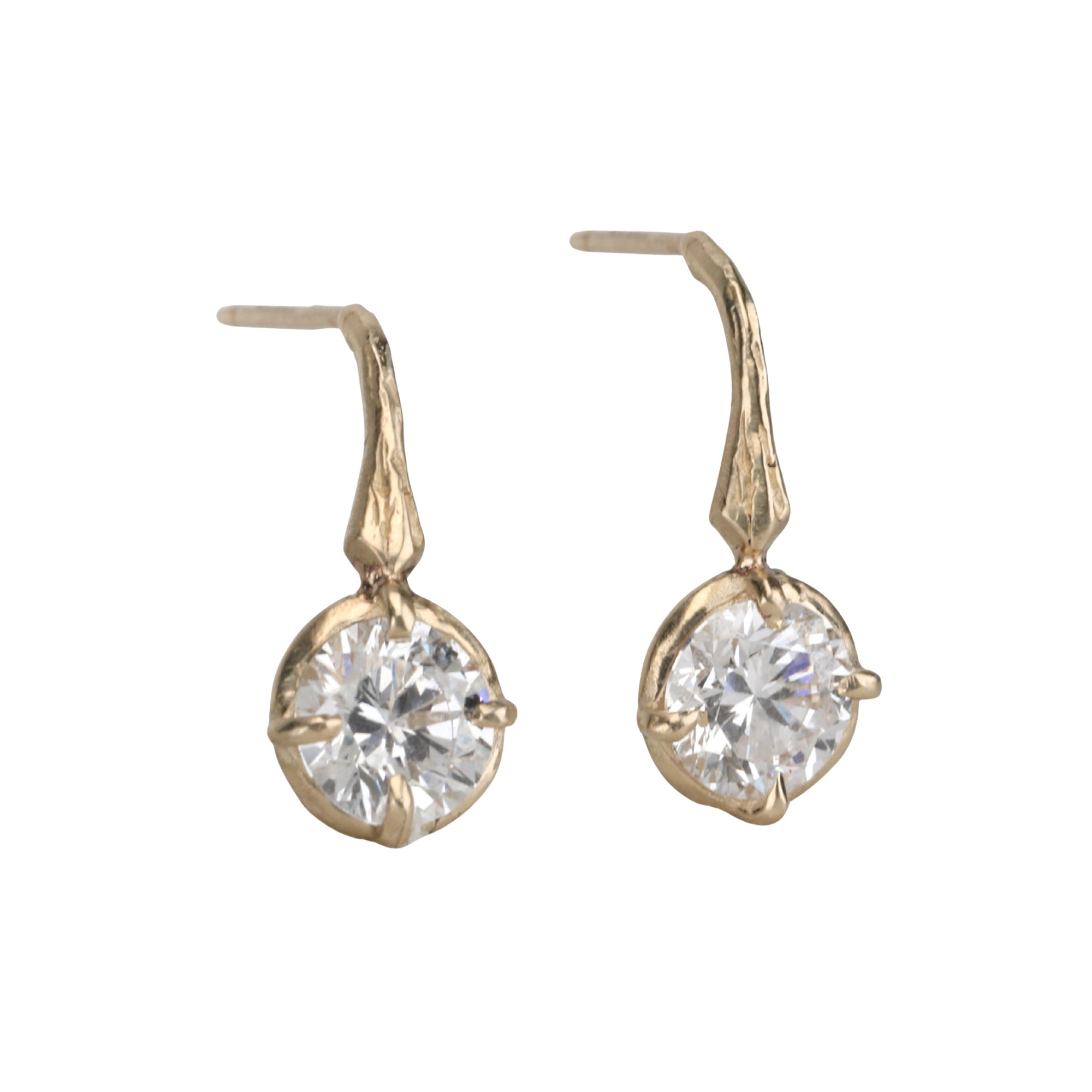 14K Gold &amp; Lab Grown Round Brilliant Cut Diamond &quot;Branch&quot; Earrings - Peridot Fine Jewelry - Robin Haley