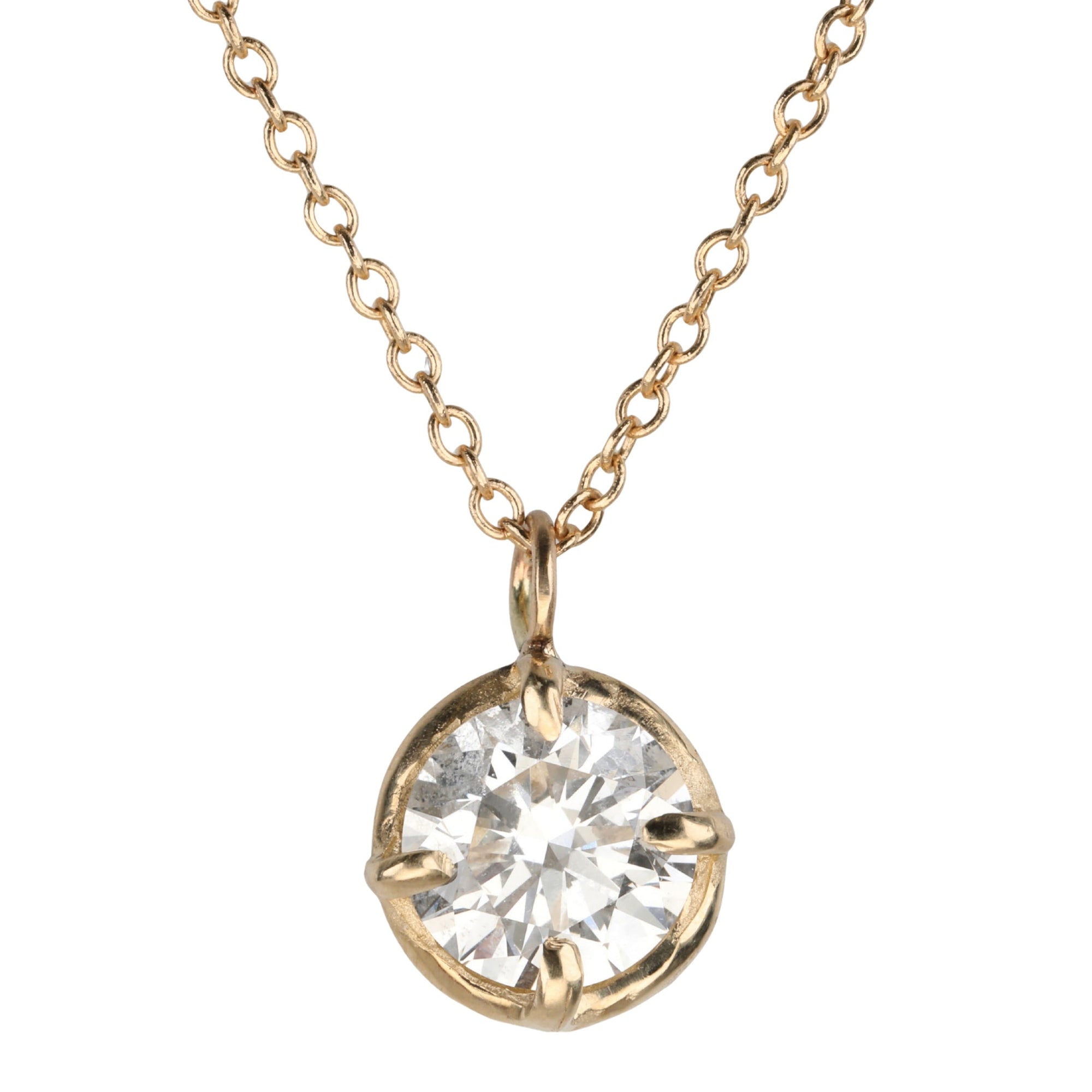 14K Gold &amp; Lab Grown Round Brilliant Cut Diamond &quot;Branch&quot; Necklace - Peridot Fine Jewelry - Robin Haley