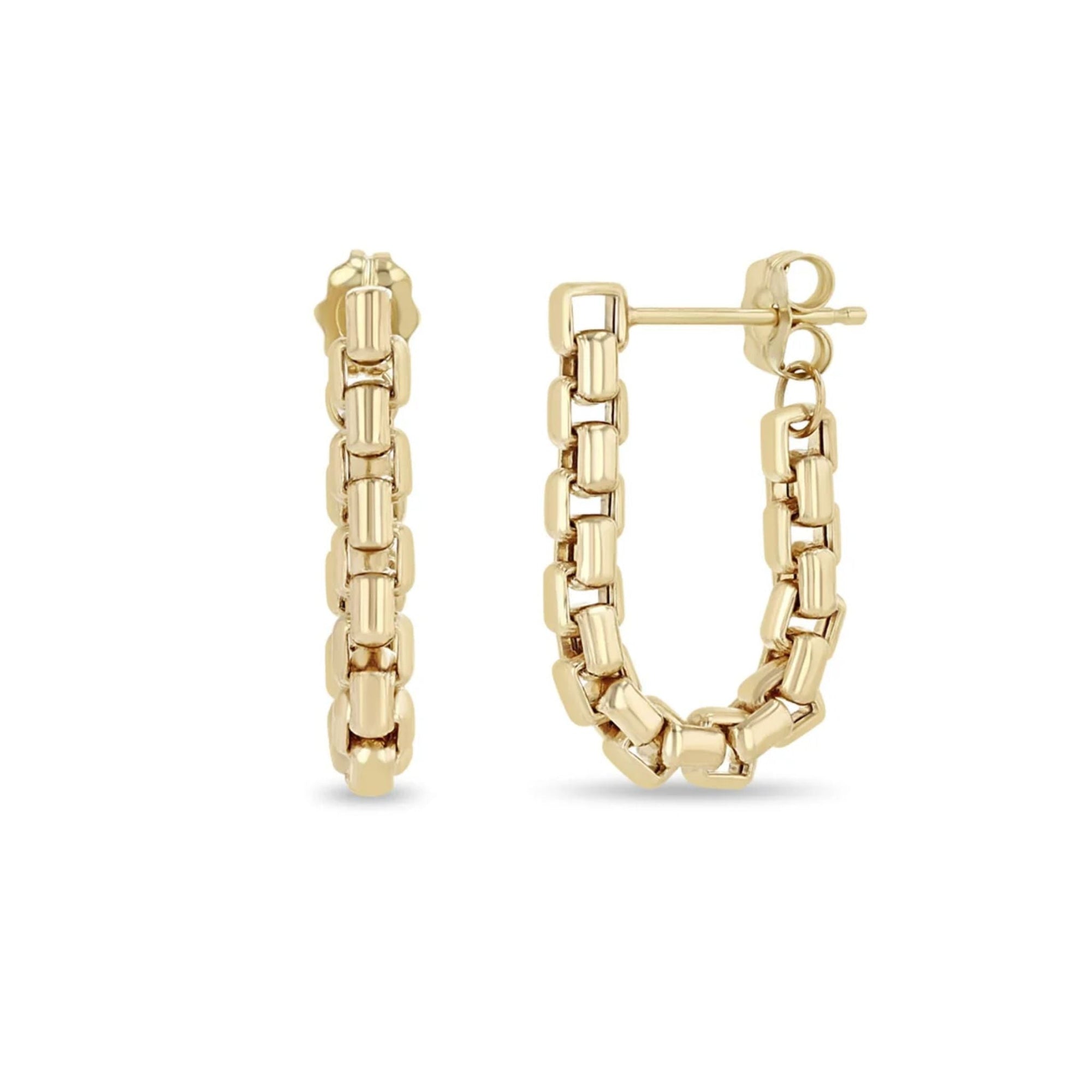 14K Gold Large Box Chain Front - to - Back Earrings - Peridot Fine Jewelry - Zoe Chicco