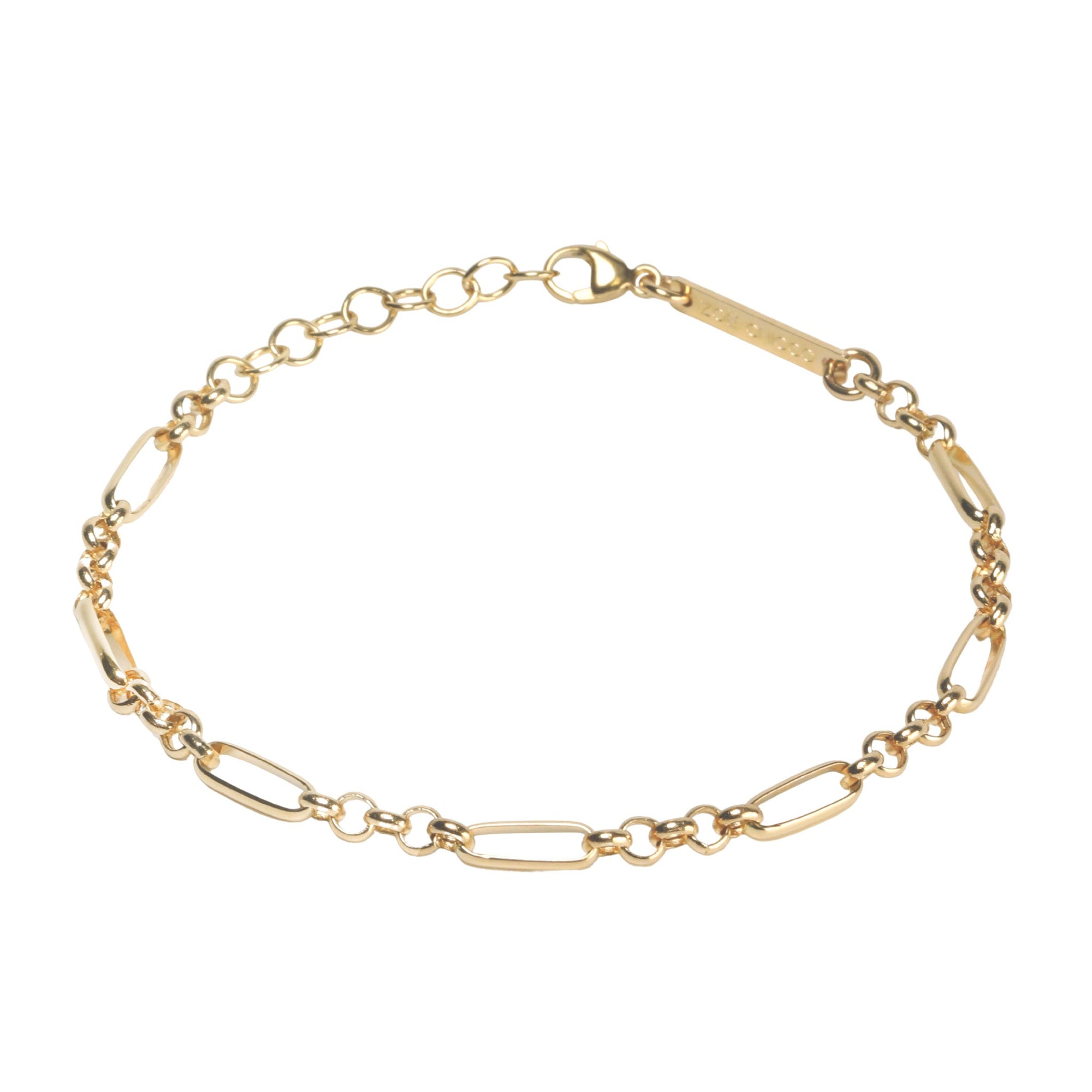 14K Gold Mixed Paperclip and Rolo Chain Bracelet