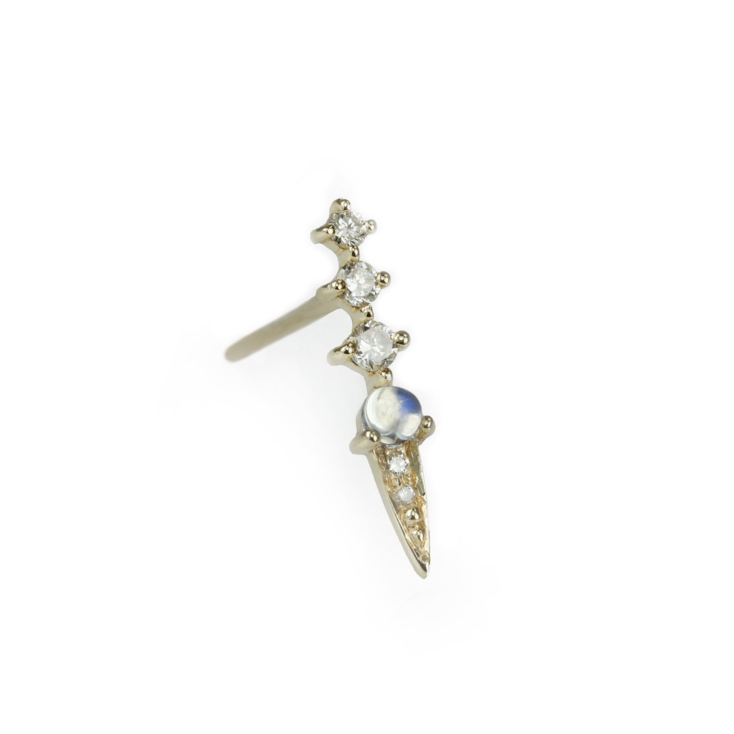14K Gold Moonstone and Diamond "Spike" Earring - Peridot Fine Jewelry - Celine Daoust