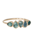 14K Gold Multi Bezel - Set Inverted Teal Tourmaline Ring - Peridot Fine Jewelry - Celine Daoust