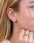 14K Gold Multi Bezel - Set Inverted Teal Tourmaline Ring - Peridot Fine Jewelry - Celine Daoust
