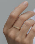 14K Gold & Pave Diamond Ring with Six Trillion & Four Square Diamonds - Peridot Fine Jewelry - Celine Daoust
