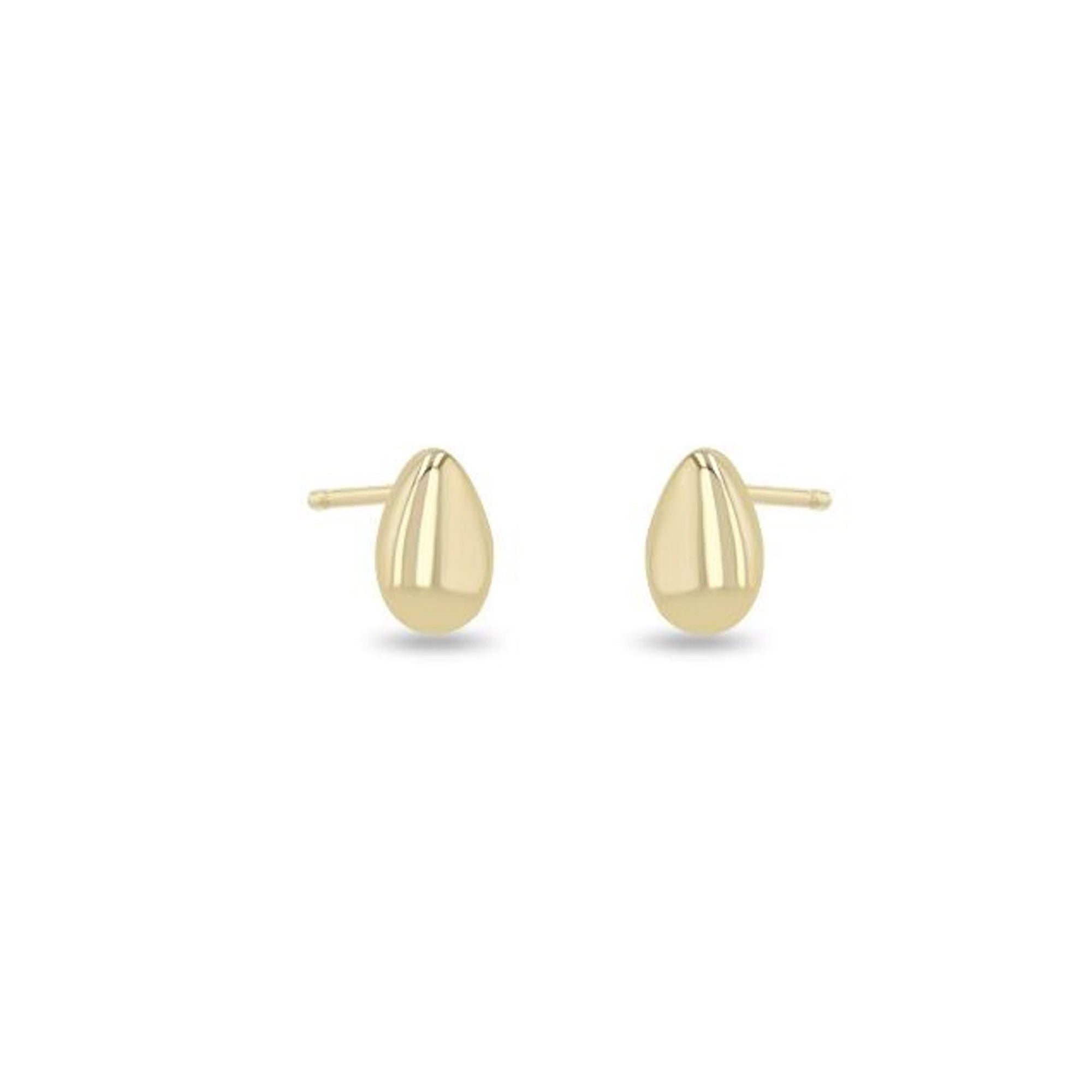 14K Gold Puffed Teardrop Stud Earrings - Peridot Fine Jewelry - Zoe Chicco