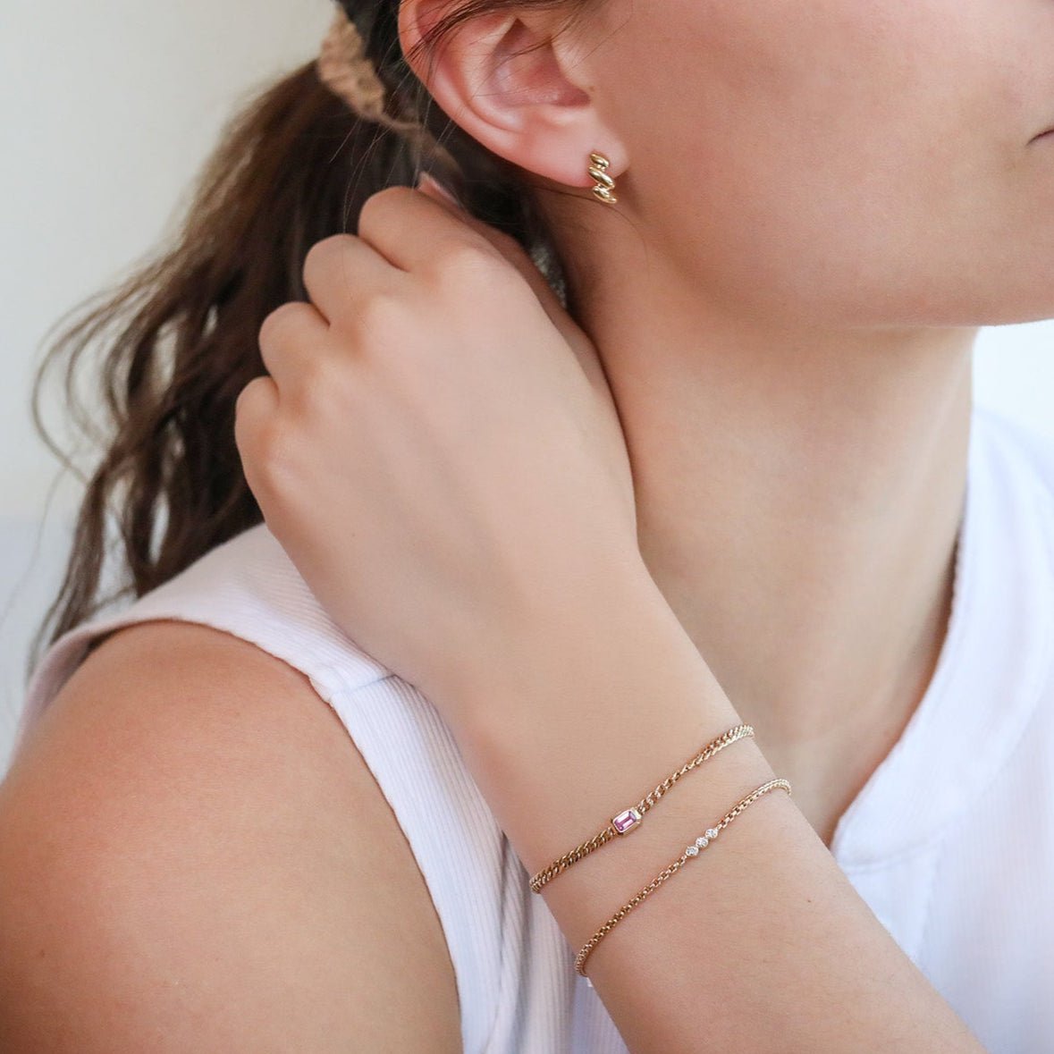 14K Gold &quot;San Marco&quot; Half Huggie Hoop Earrings - Peridot Fine Jewelry - Zoe Chicco