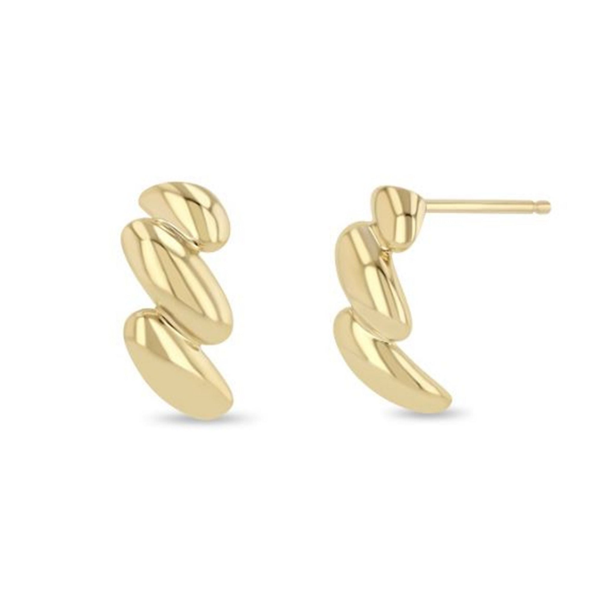 14K Gold &quot;San Marco&quot; Half Huggie Hoop Earrings - Peridot Fine Jewelry - Zoe Chicco