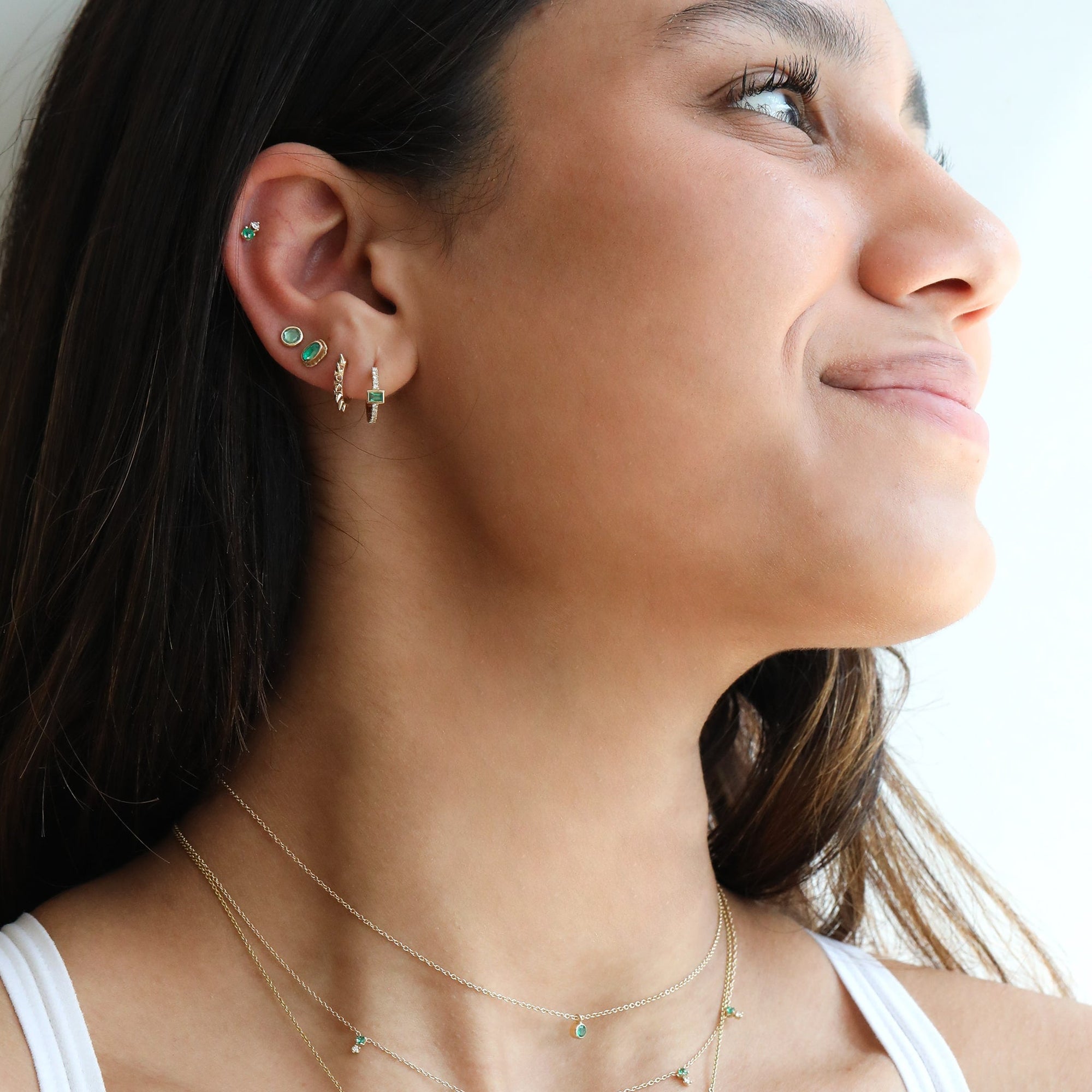 14k Gold Spiked Huggie Hoop Earrings - Peridot Fine Jewelry - Zoe Chicco