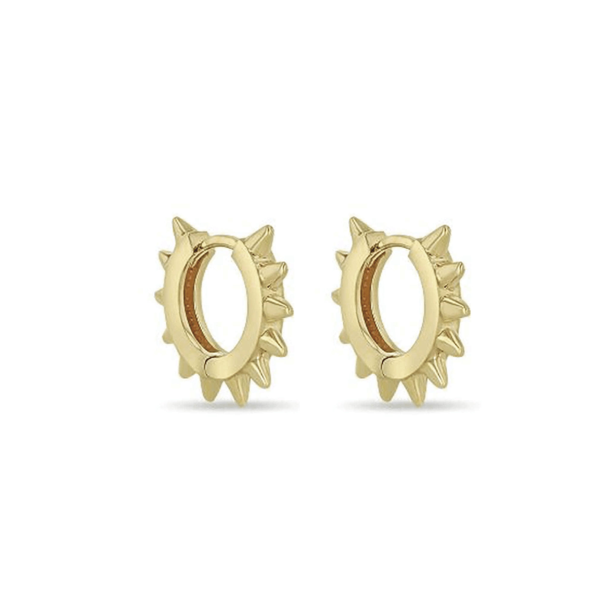 14k Gold Spiked Huggie Hoop Earrings - Peridot Fine Jewelry - Zoe Chicco