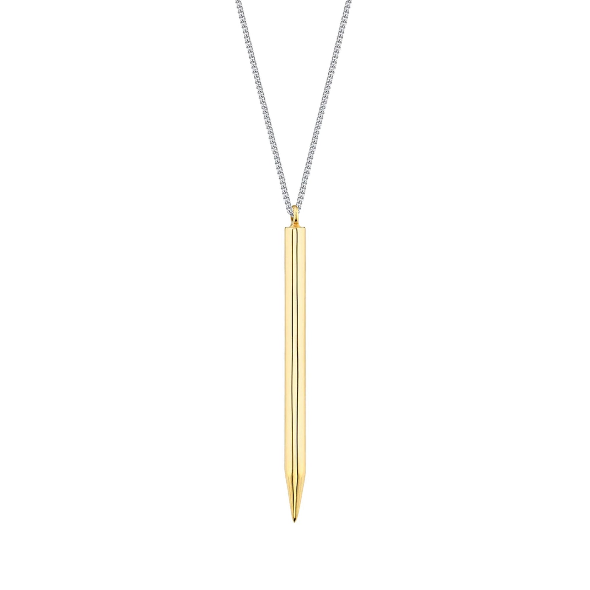 14K Gold &quot;Stick&quot; Pendant Necklace on Sterling Silver Chain - Peridot Fine Jewelry - Gabriela Artigas