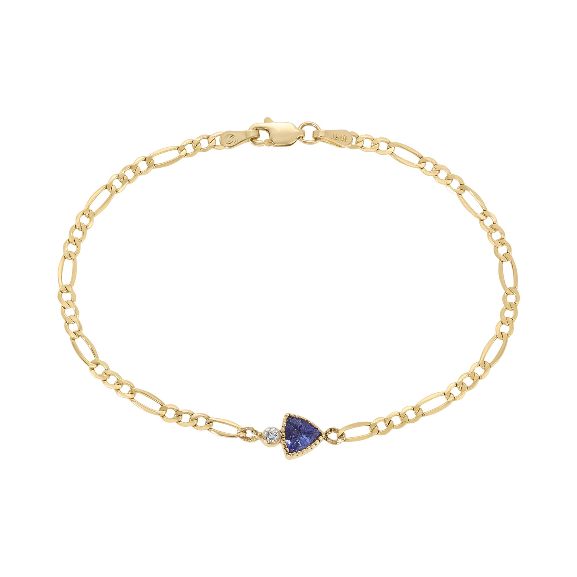 14K Gold Trillion Tanzanite Bracelet &amp; Diamond Detail - Peridot Fine Jewelry - Zahava