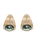 14K & Green Tourmaline Graduated Half Hoops with Diamond Details - Peridot Fine Jewelry - Celine Daoust