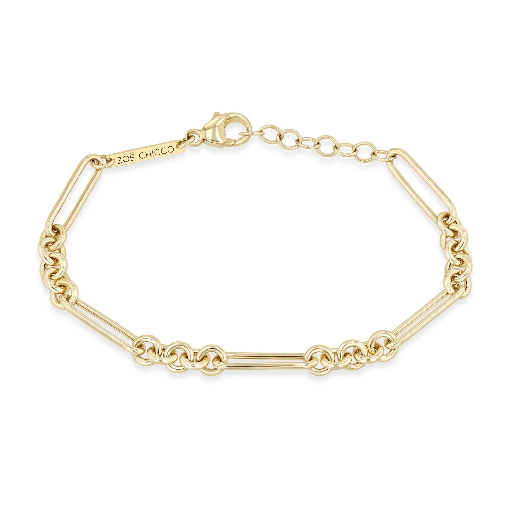 14K Large Mixed Paperclip and Rolo Link Bracelet - Peridot Fine Jewelry - Zoe Chicco