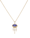 14K Marquise Tanzanite "Eye" Pendant Necklace with Dangling Diamond Bar Details - Peridot Fine Jewelry - Celine Daoust