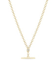 14K Medium Rolo Chain Faux Toggle Lariat Necklace with Baguette Diamond Center Link - Peridot Fine Jewelry - Zoe Chicco