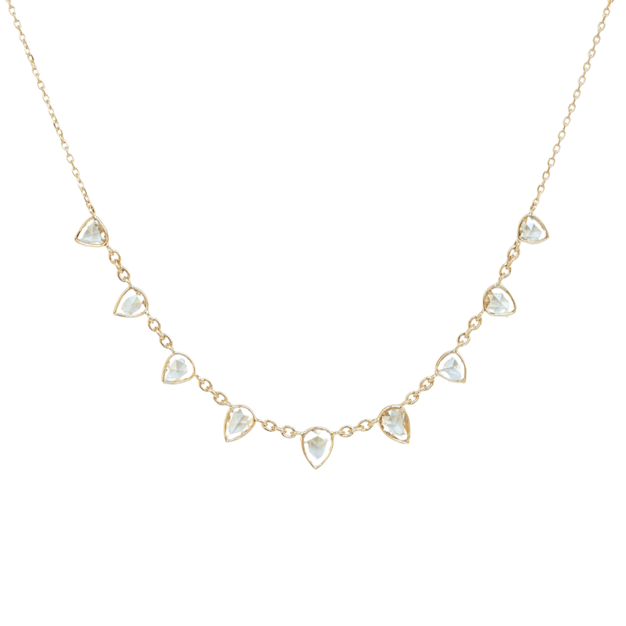 14K &amp; Nine Rosecut Pear-Shape Grey Diamond Multi Drop Necklace - Peridot Fine Jewelry - Celine Daoust