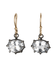 14K & Oxidized Sterling Silver Multi Prong - Set Mini Faceted White Topaz Earrings - Peridot Fine Jewelry - Rosanne Pugliese