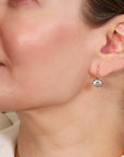 14K & Oxidized Sterling Silver Multi Prong - Set Mini Faceted White Topaz Earrings - Peridot Fine Jewelry - Rosanne Pugliese