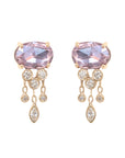 14K & Pale Pink Sapphire "Jellyfish" Earrings with Diamond Dangles - Peridot Fine Jewelry - Celine Daoust