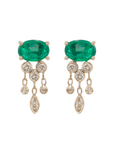 14K Prong - Set Emerald "Jellyfish" Earrings with Diamond Dangles - Peridot Fine Jewelry - Celine Daoust
