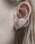 14K Prong - Set Emerald "Jellyfish" Earrings with Diamond Dangles - Peridot Fine Jewelry - Celine Daoust