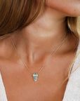 14K Rose Cut Grey Diamond Slice Pendant Necklace with Diamond Details - Peridot Fine Jewelry - Celine Daoust