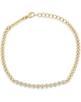 14K Small Curb Chain & Bezel-Set Diamond "Tennis Station" Bracelet - Peridot Fine Jewelry - Zoe Chicco