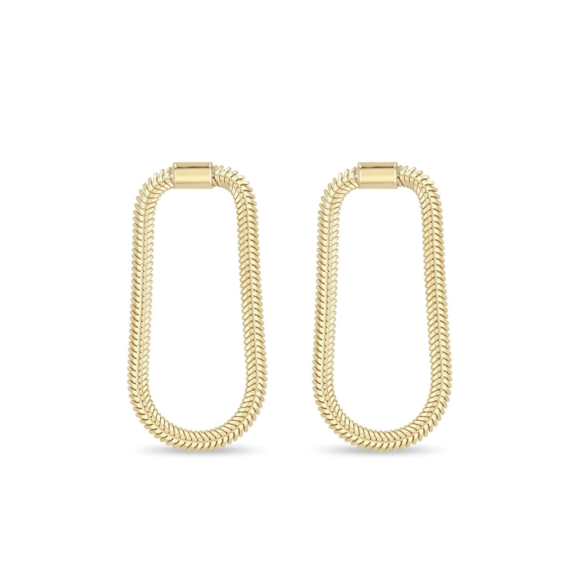 14K Small Front - Facing Oval Snake Chain Loop Earrings - Peridot Fine Jewelry - Zoe Chicco