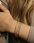 14K Small Oval Snake Chain Bracelet with Emerald-Cut Pink Sapphire - Peridot Fine Jewelry - Zoe Chicco